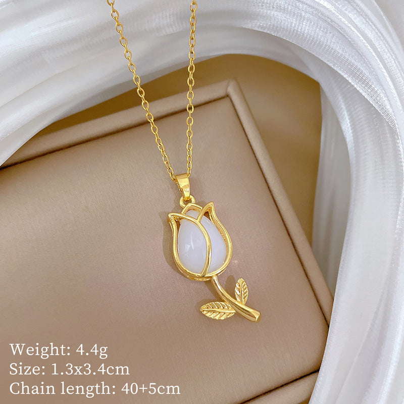 Geometric Style Titanium Steel Necklace with Copper Pendant Plated in Real Gold for Women and Men