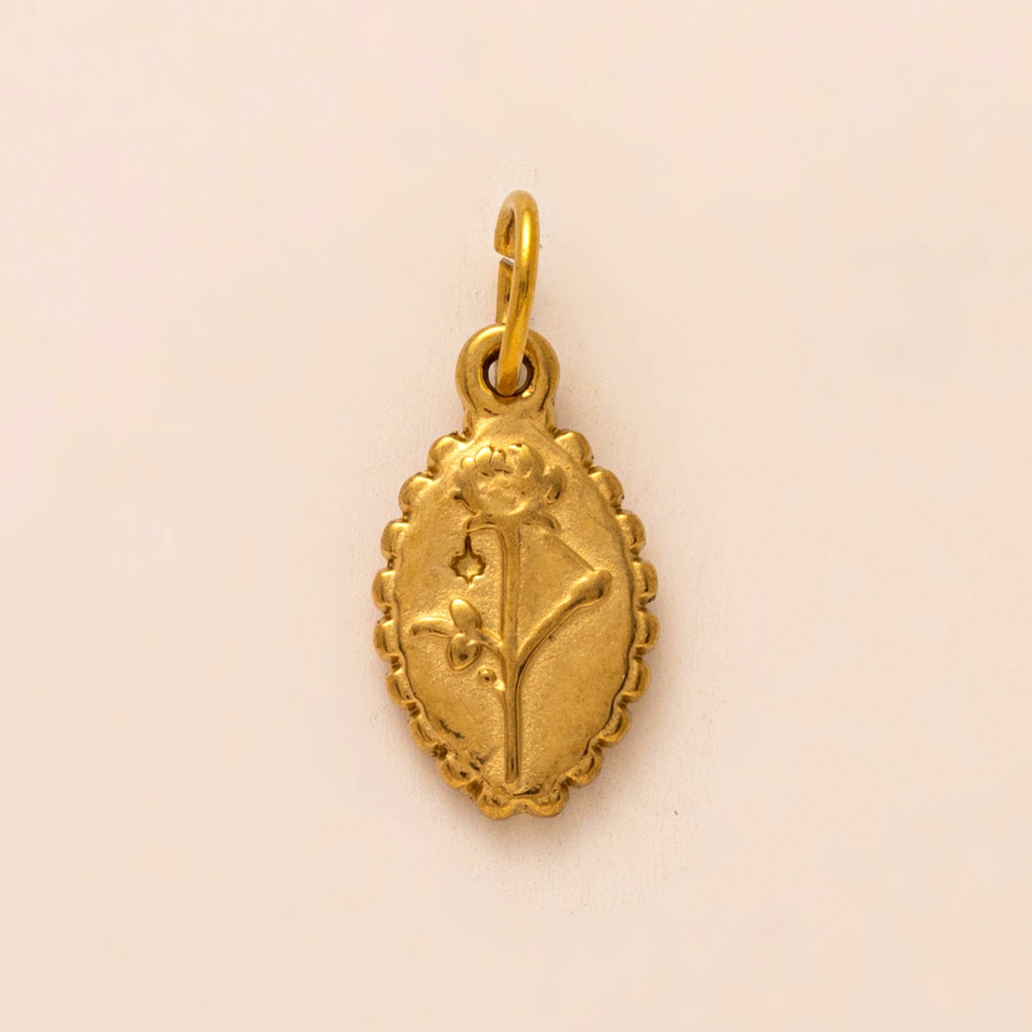Vintage PVD 18K Gold Plated Stainless Steel Floral Fish Charm Bar