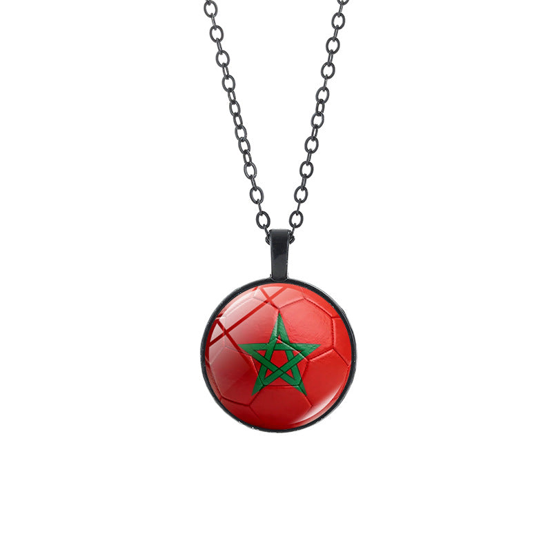 Collana casual in lega placcata con ciondolo in cristallo nero, catena a cavo unisex