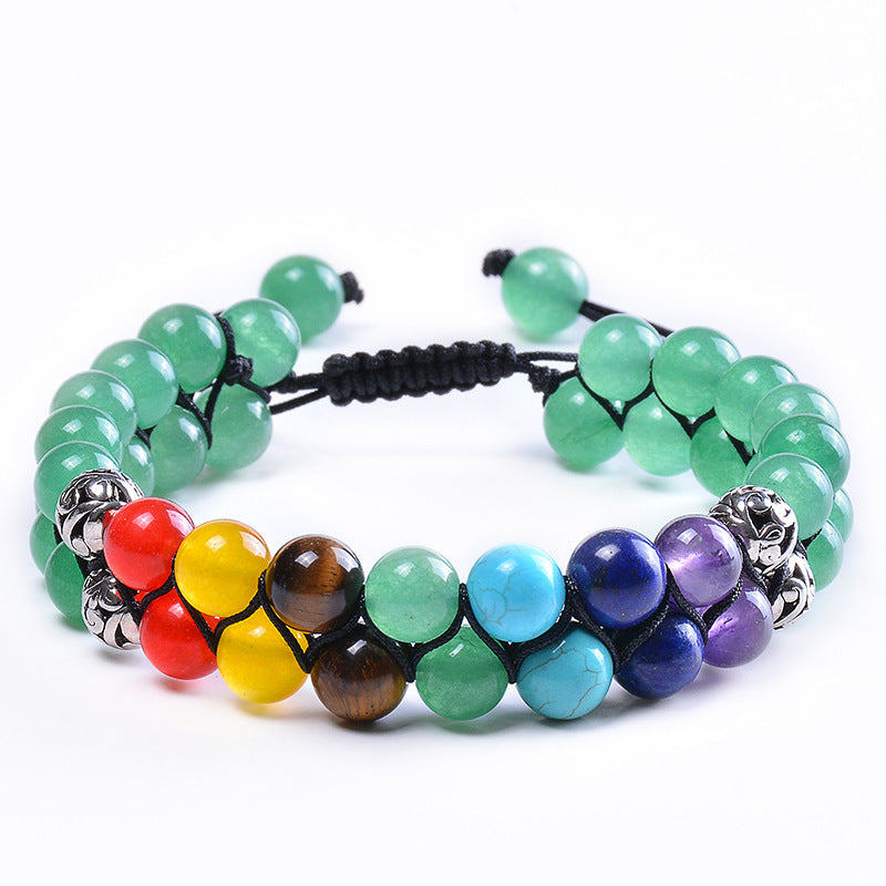 Bohemian 6mm Multicolor Natural Stone Agate Crystal Geometric Round Beaded Bracelet Unisex