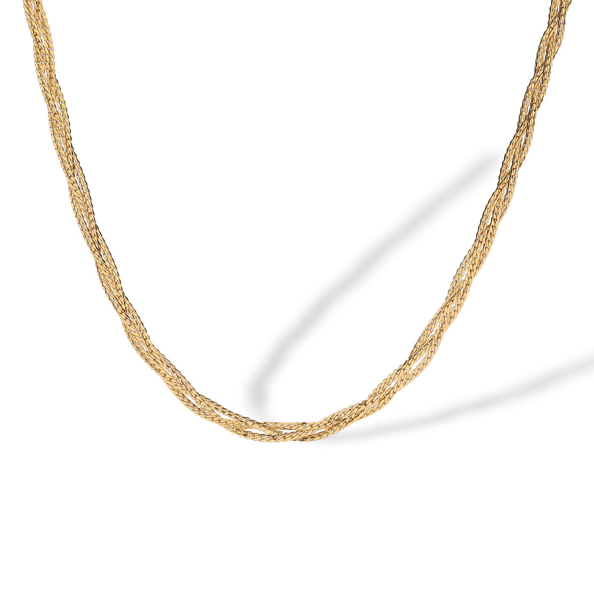Collana minimalista a croce geometrica in acciaio al titanio placcata oro per donne, delicata catena clavicola