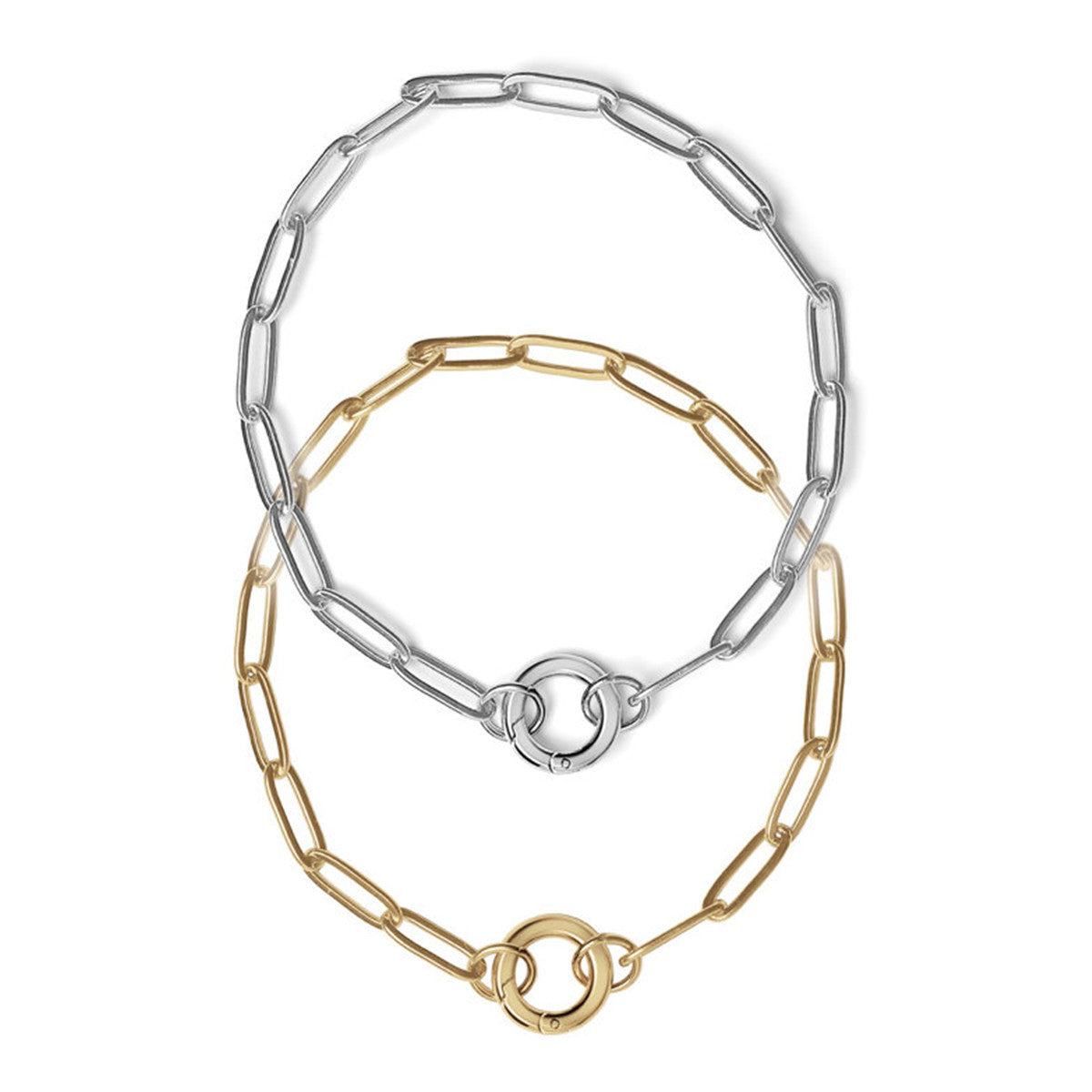 Minimalist Heart Round Stainless Steel Plated Pendant Necklace with Paperclip Chain DIY Charm Bar Unisex