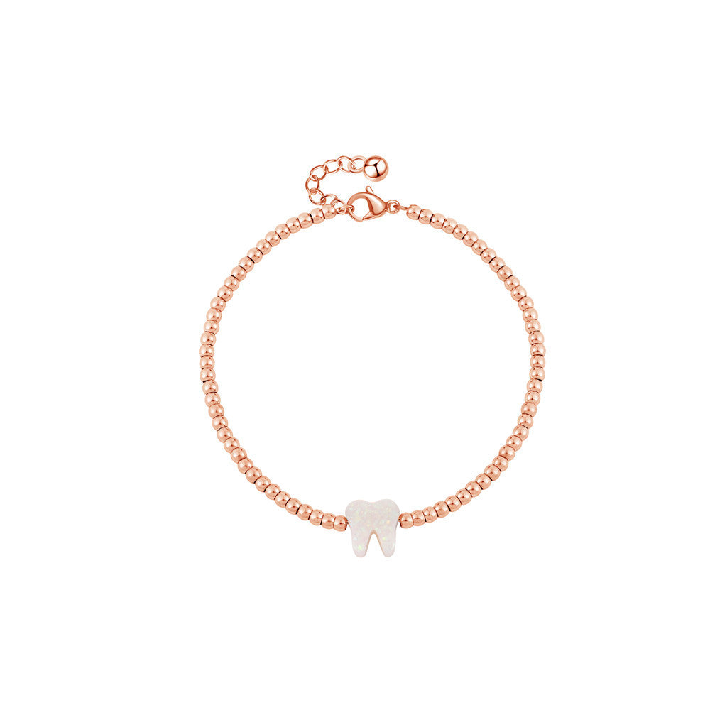 Minimalist Fashionable Gold-Plated Titanium Steel Tooth-Shaped Bracelet for Women with Geometric Design and Elegant Versatile Style