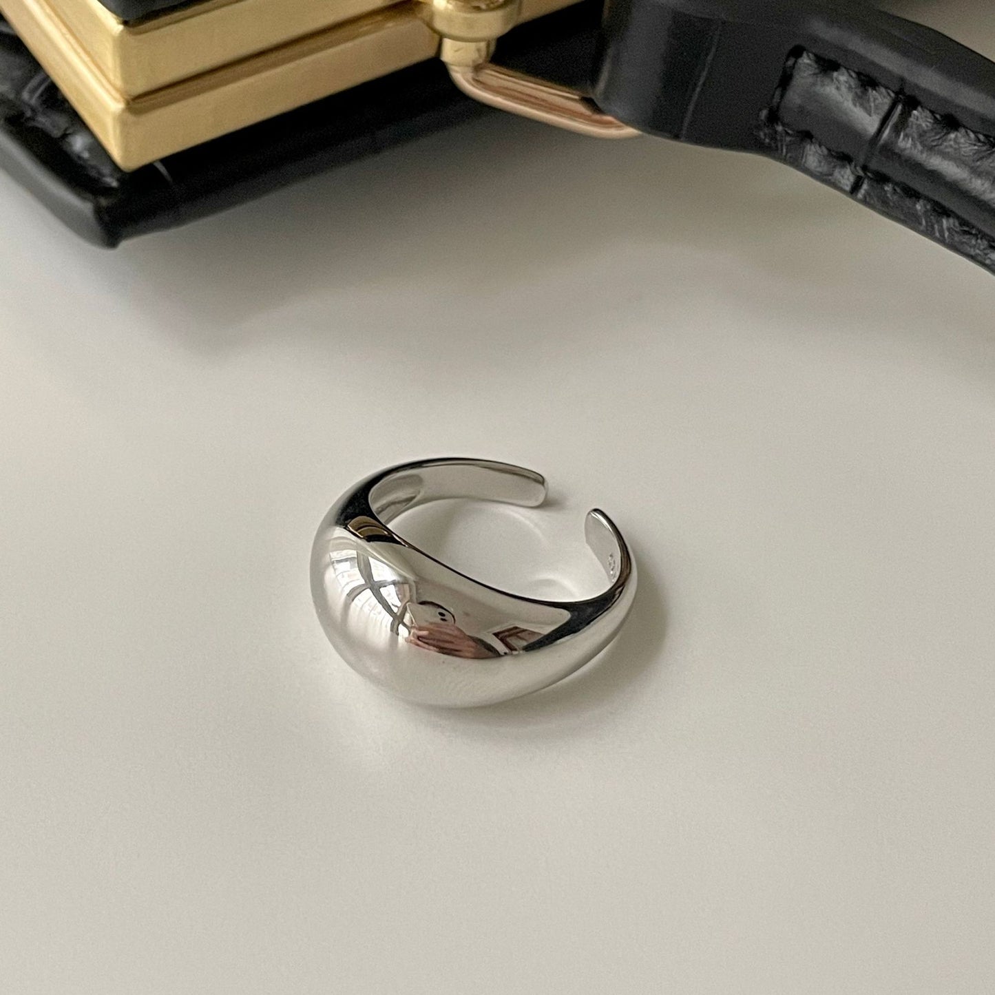 Anello da donna in argento sterling 925 lucido geometrico minimalista