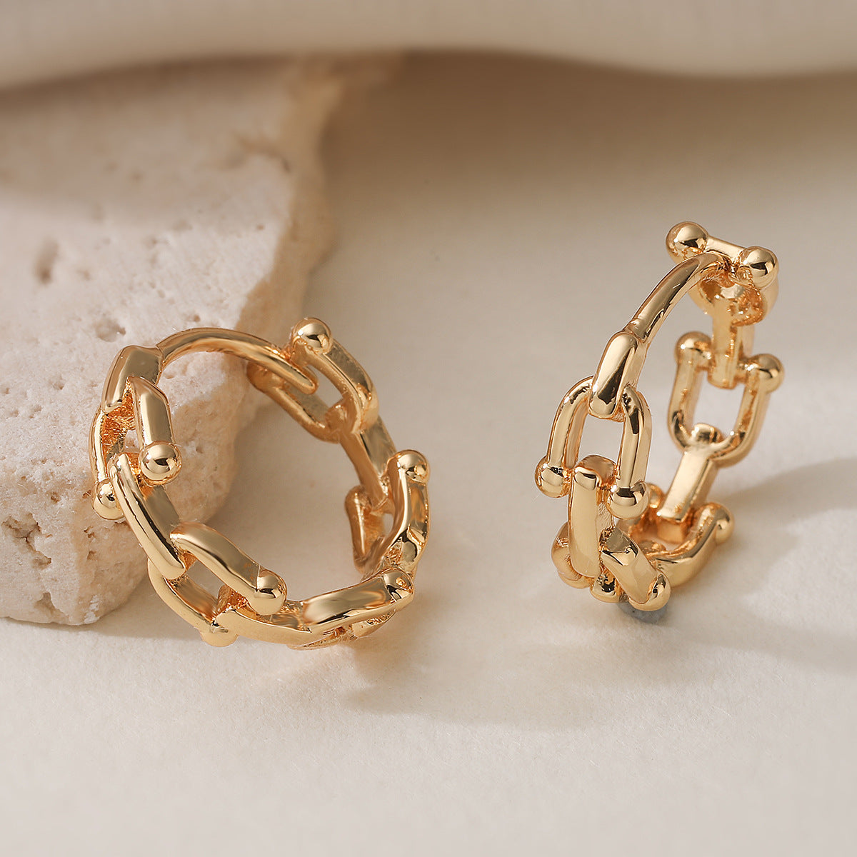 Minimalist Luxury 18K Gold Plated Brass Geometric Hollow Earrings for Women