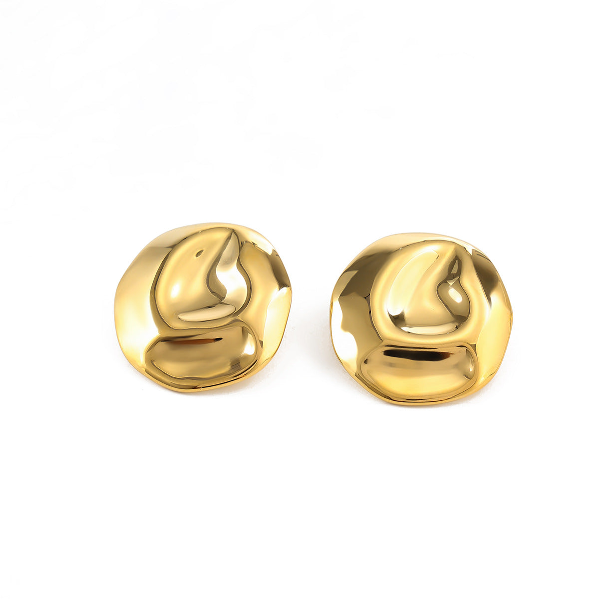 Exaggerated Geometric Oval Teardrop PVD 18K Gold Plated Stainless Steel Earrings for Women