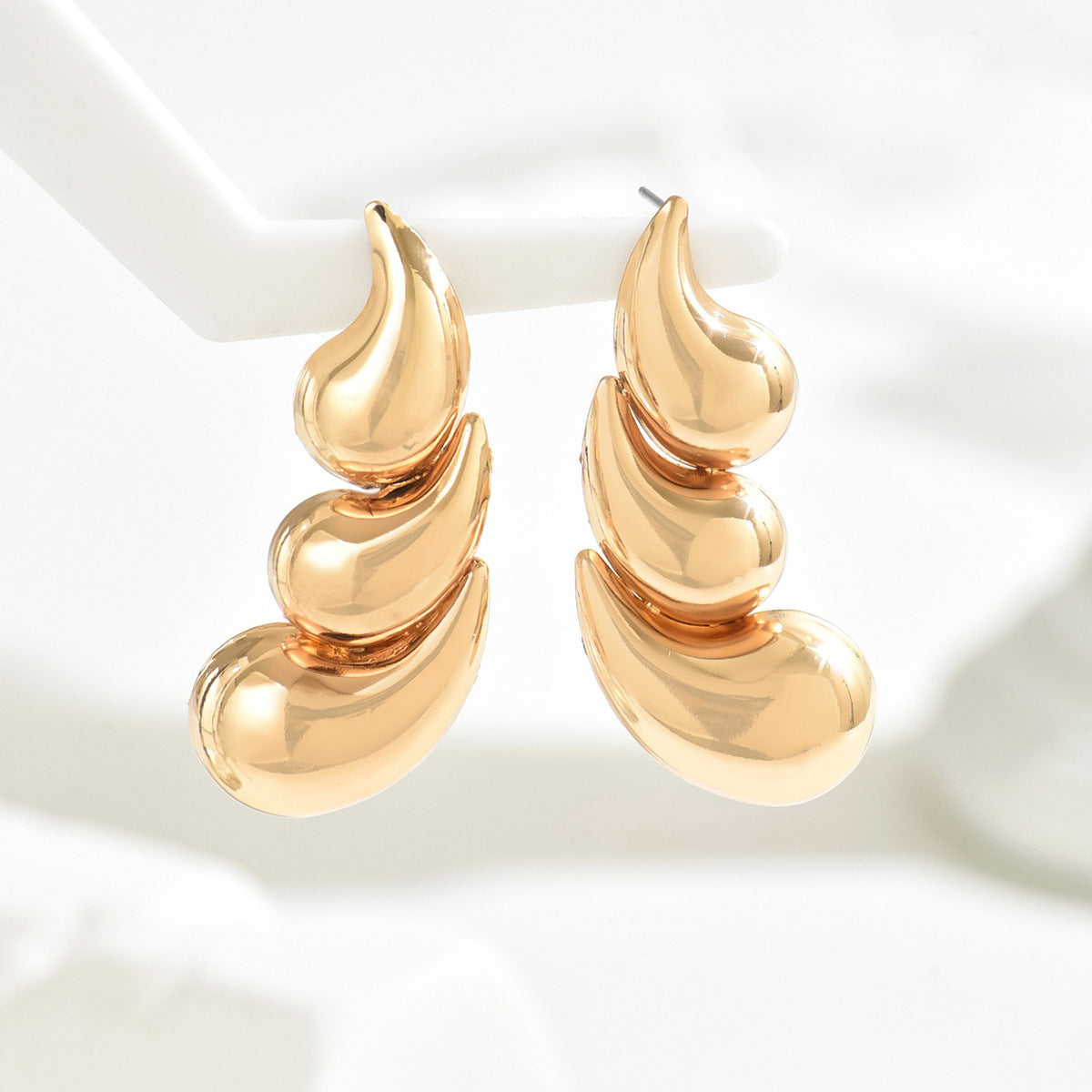 Minimalist Geometric Drop Earrings for Women in Zinc Alloy with Electroplated Finish, Rhombus and Teardrop Shape