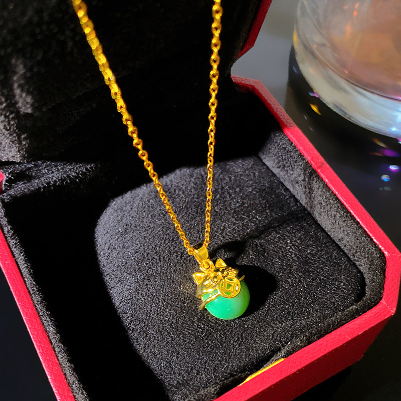 Sweet Bamboo Joint Pattern Titanium Steel Plated Necklace with Brass Pendant Cable Chain Unisex