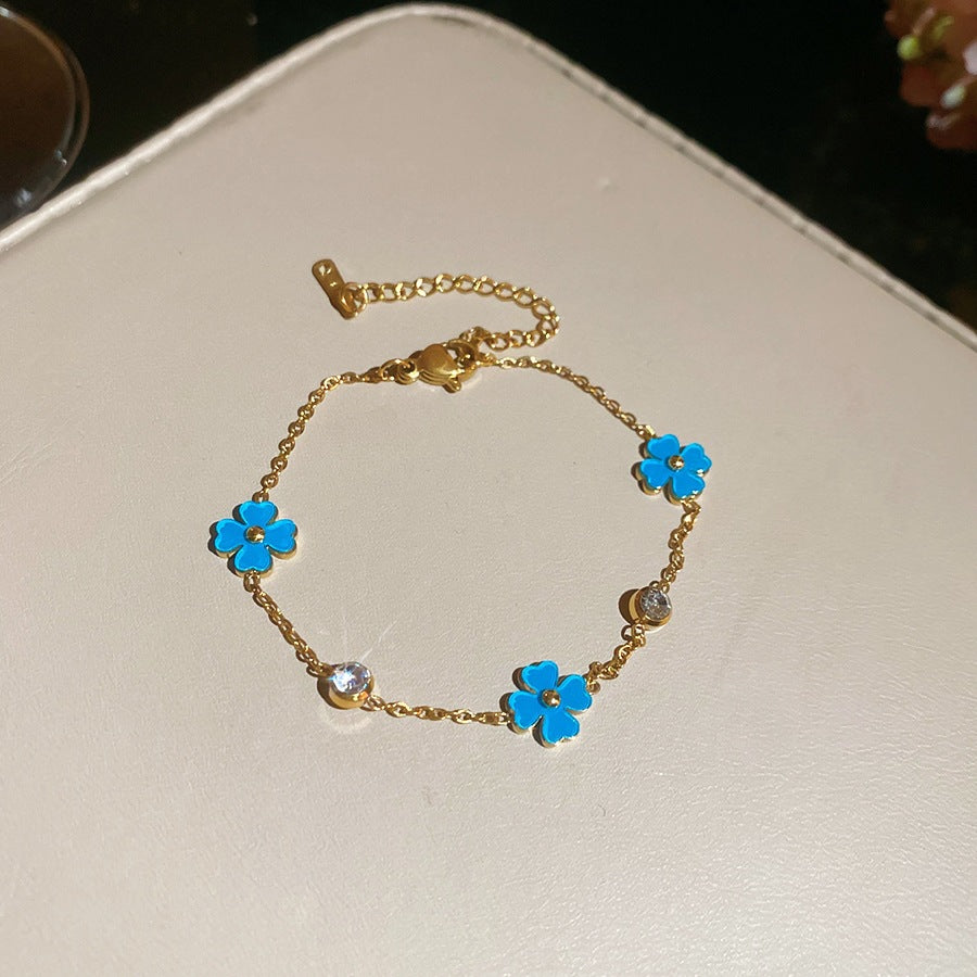 Luxury Elegant Brass Plated Crystal Cubic Zirconia Beaded Bracelet for Women