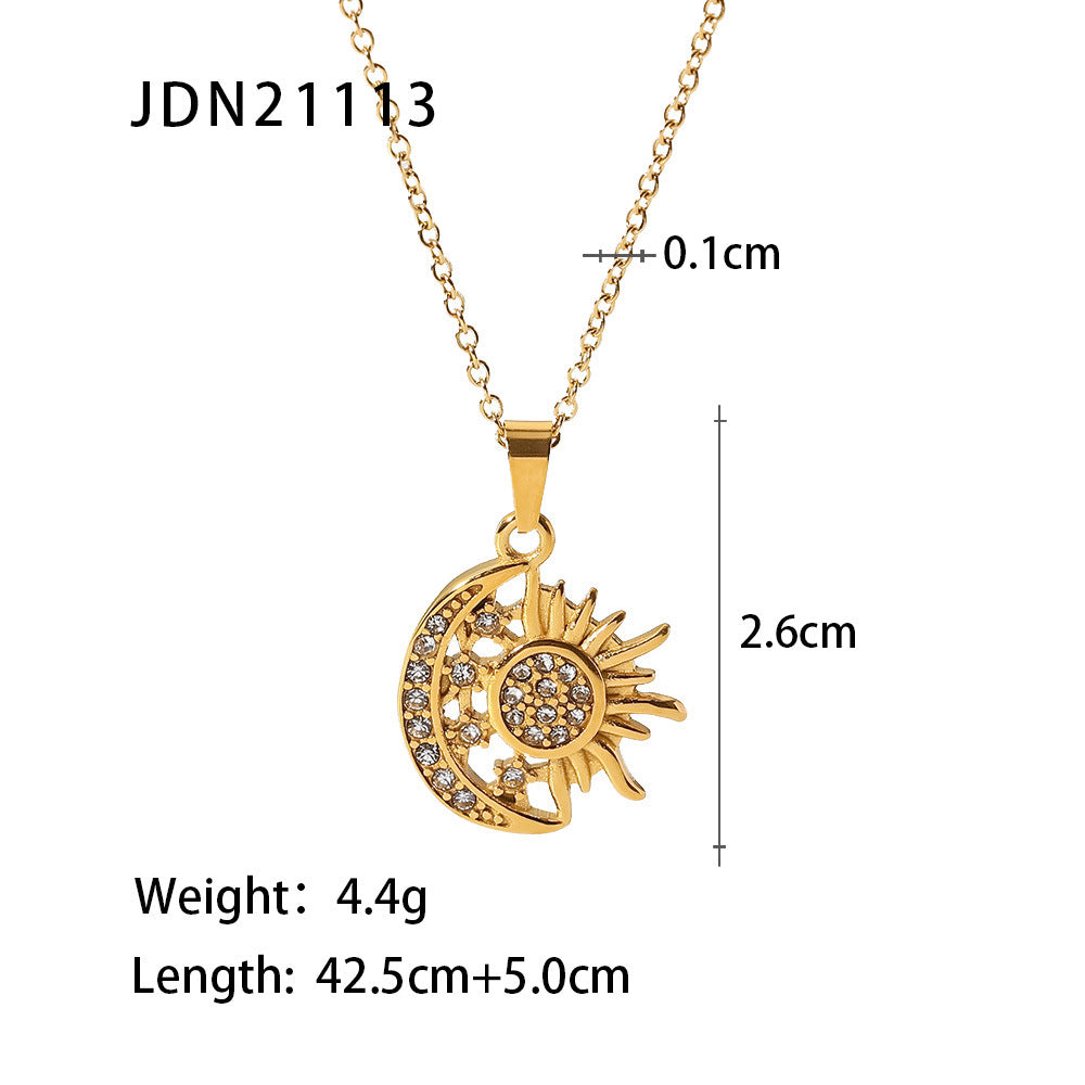 Minimalist Geometric Titanium Steel Pendant Stainless Steel Multi-layer Cable Chain Necklace for Women