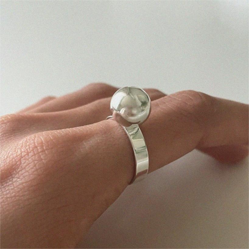 Anello da donna in argento sterling 925 a cuore geometrico minimalista