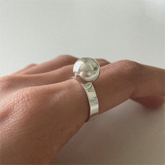 Anello da donna in argento sterling 925 a cuore geometrico minimalista