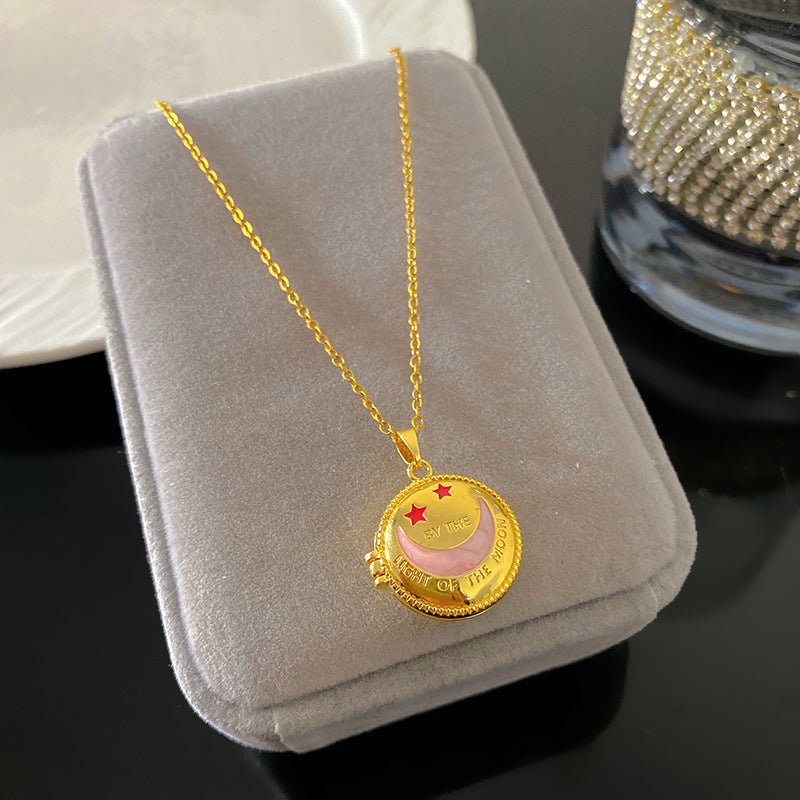 Vintage Drip Oil Floral Heart Oval Pendant Gold Plated Brass Necklace for Women
