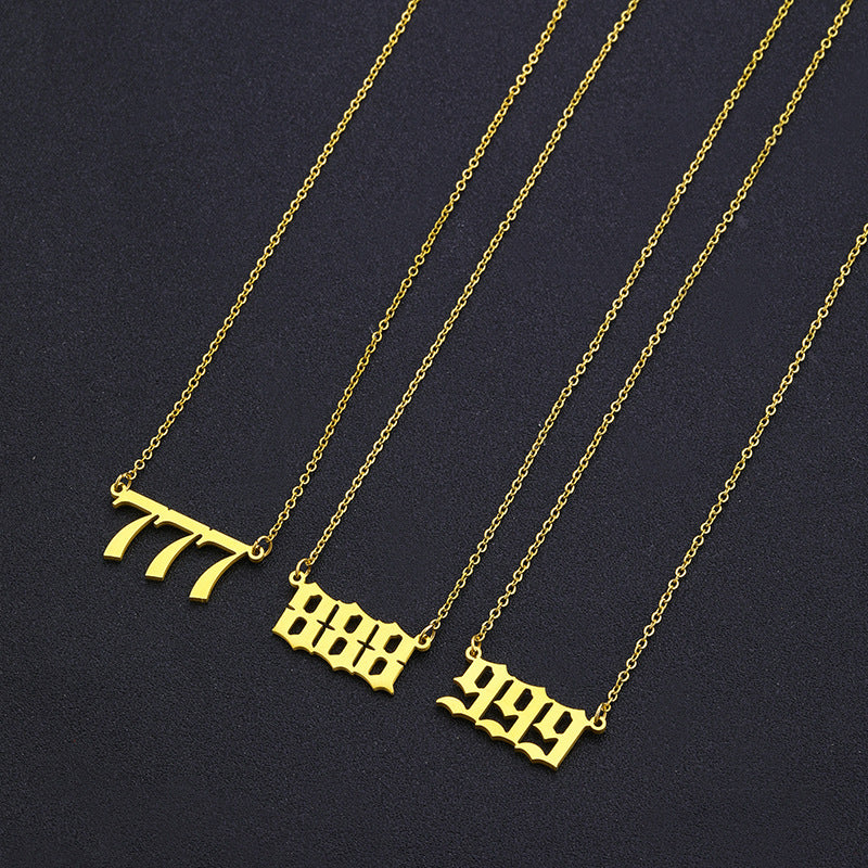 Collana con Ciondolo Numero Fortunato alla Moda per Donna in Acciaio Inossidabile e Acciaio al Titanio con Finitura Placcata Stile Catena Snake Design Numerico Minimalista
