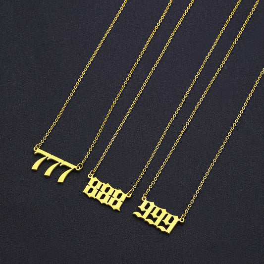 Fashion Lucky Number Pendant Necklace for Women Stainless Steel and Titanium Steel with Plated Finish Snake Chain Style Minimalist Numeric Design