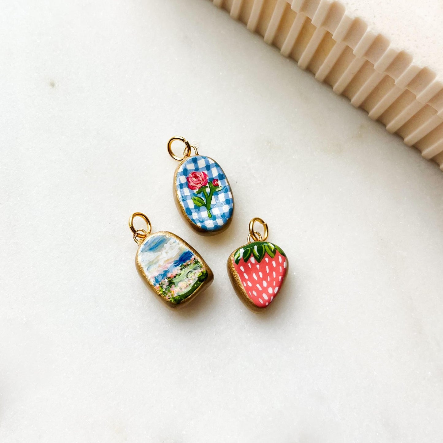 Elegant Casual Colorful Drip Oil Plated Brass Geometric Heart Floral Pendant Necklace for Unisex