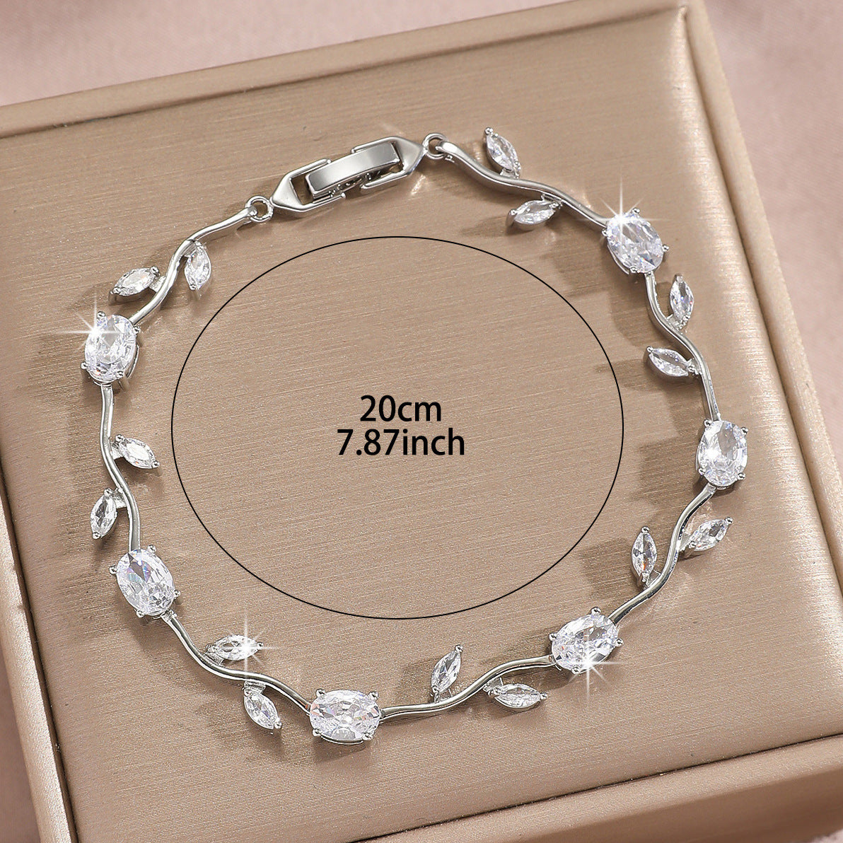 Luxury Gold Plated Brass Leaf Bracelet with Cubic Zirconia Inlay Unisex Floral Design