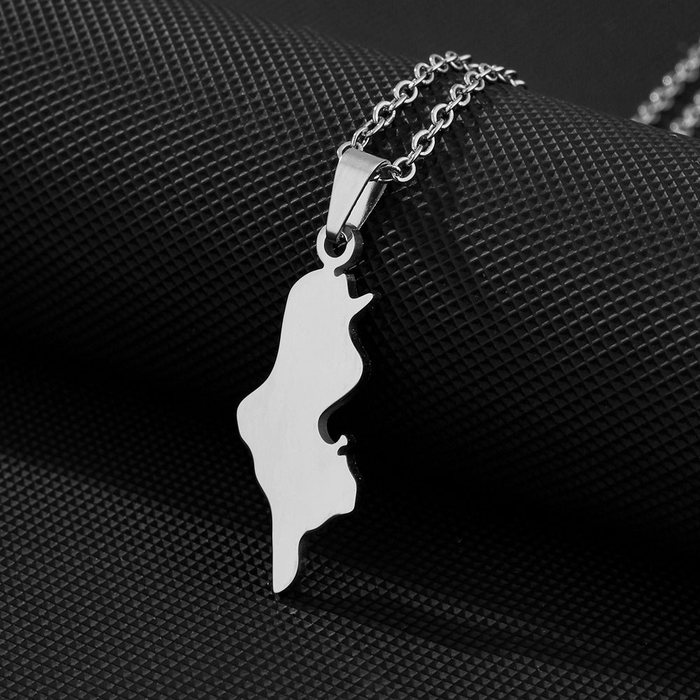 Collana Pendente Minimalista Geometrica Placcata in Acciaio al Titanio Unisex con Catena a O