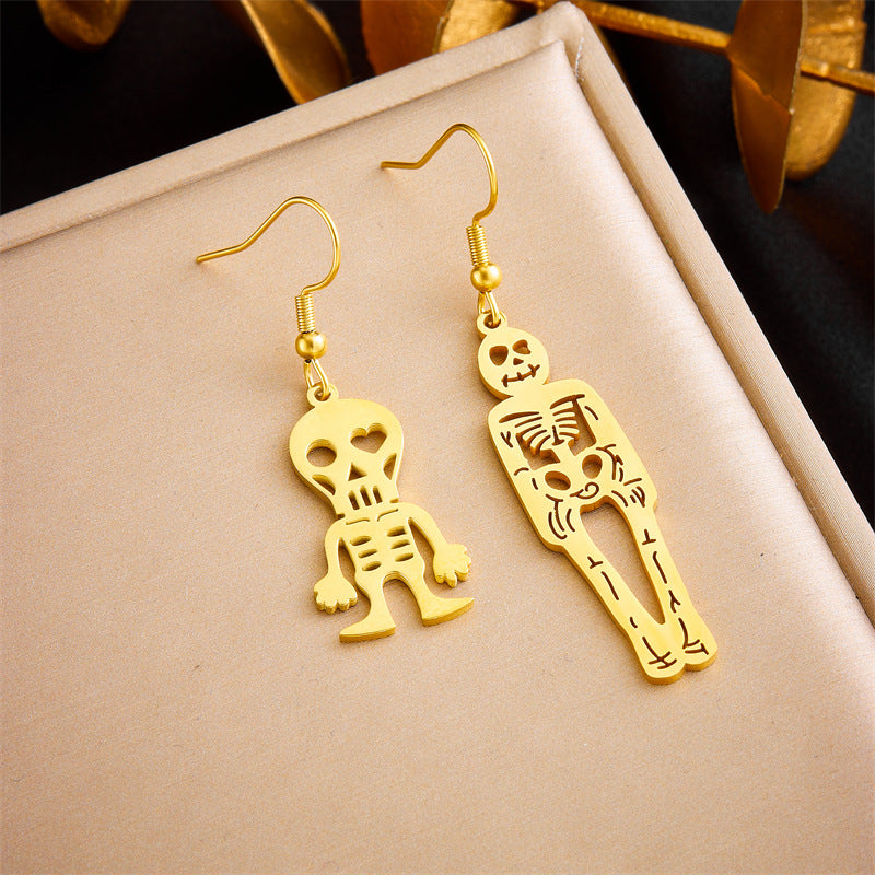 Minimalist Gold Plated Stainless Steel Floral Star Geometric Drop Earrings for Women