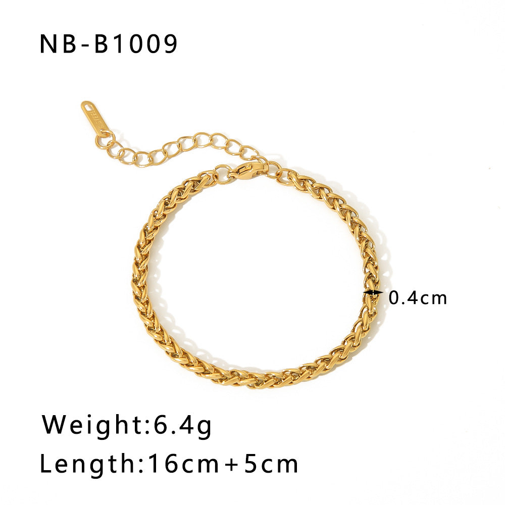 Punk Style Geometric Stainless Steel Handmade Chain Bracelet with 18K Gold Plating
