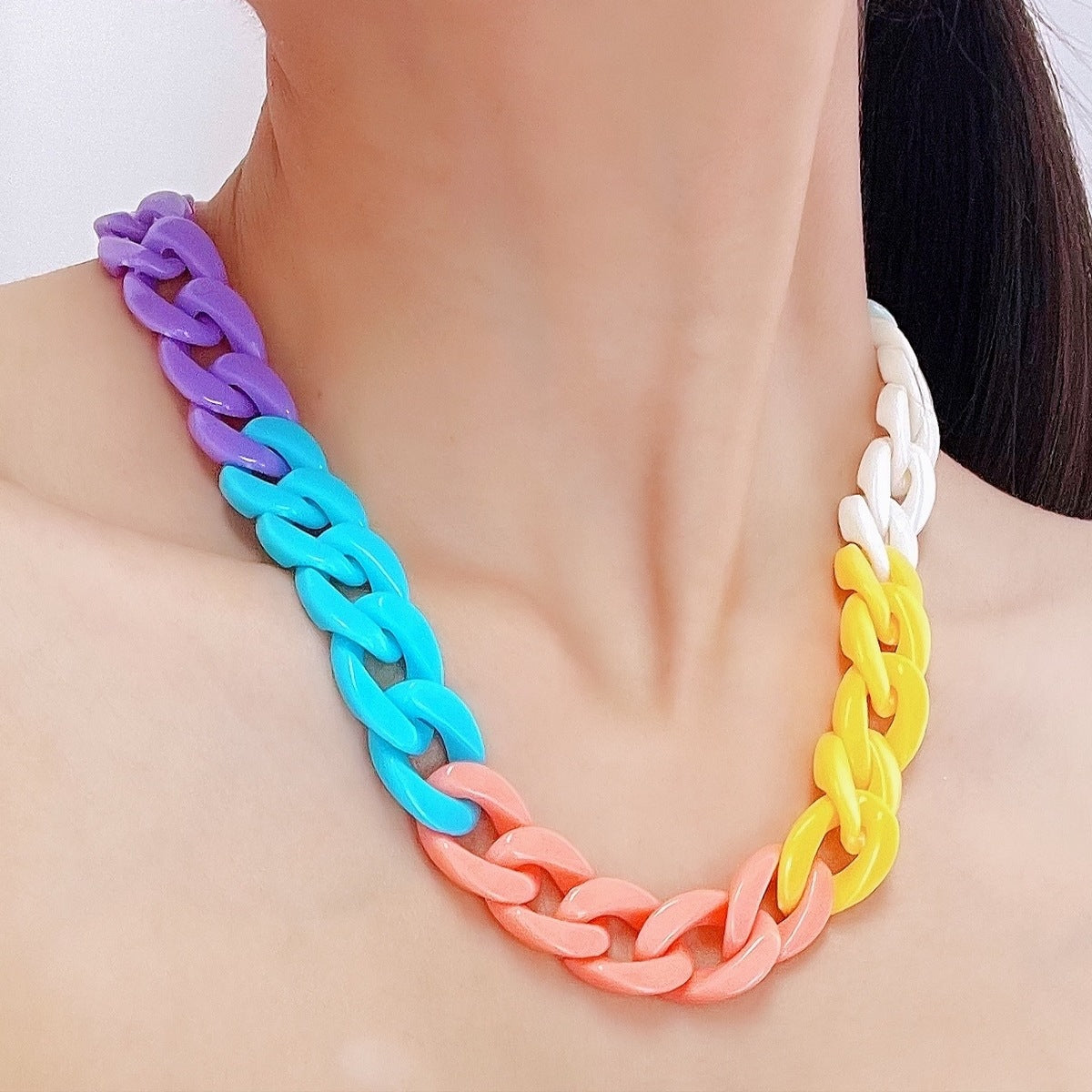 Hip-hop Geometric Acrylic Flat Necklace for Women