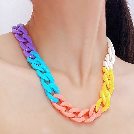Collar plano de acrílico geométrico estilo Hip-Hop para mujer