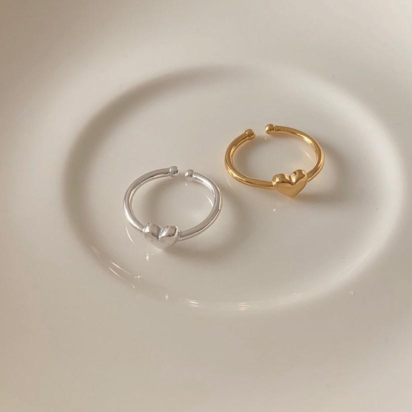 Anello da donna minimalista a forma di cuore in argento sterling 925, anello sottile da dito con intarsio in finitura argento