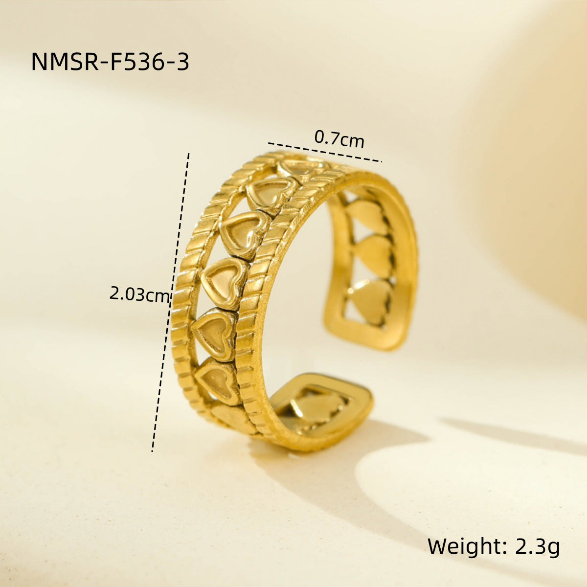 Anello aperto geometrico minimalista in acciaio inossidabile con placcatura in oro 18 carati, design multistrato cavo da donna