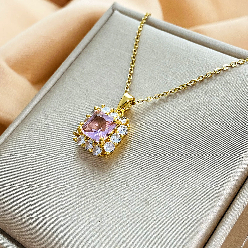 Original Design Irregular Animal Shape Rhinestone-Set Titanium Steel Clavicle Necklace for Women
