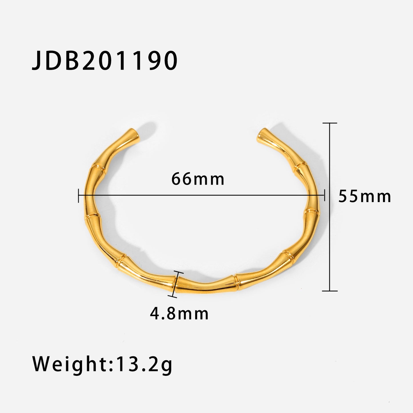 Geometric INS Style Rhinestone Inlay Open Bangle Bracelet for Women in 18K Gold Plated Titanium Steel
