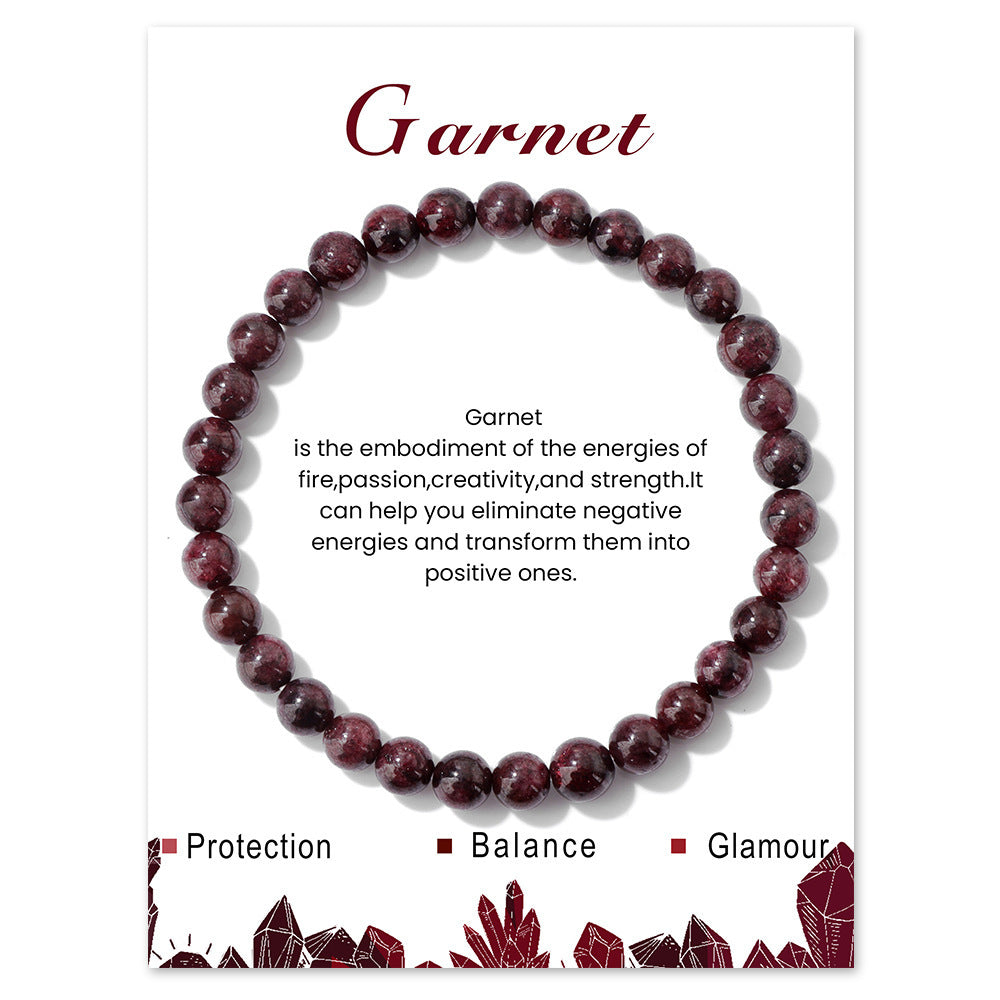 6mm Natural Crystal Beaded Bracelet Unisex Elastic Stretch Bangle