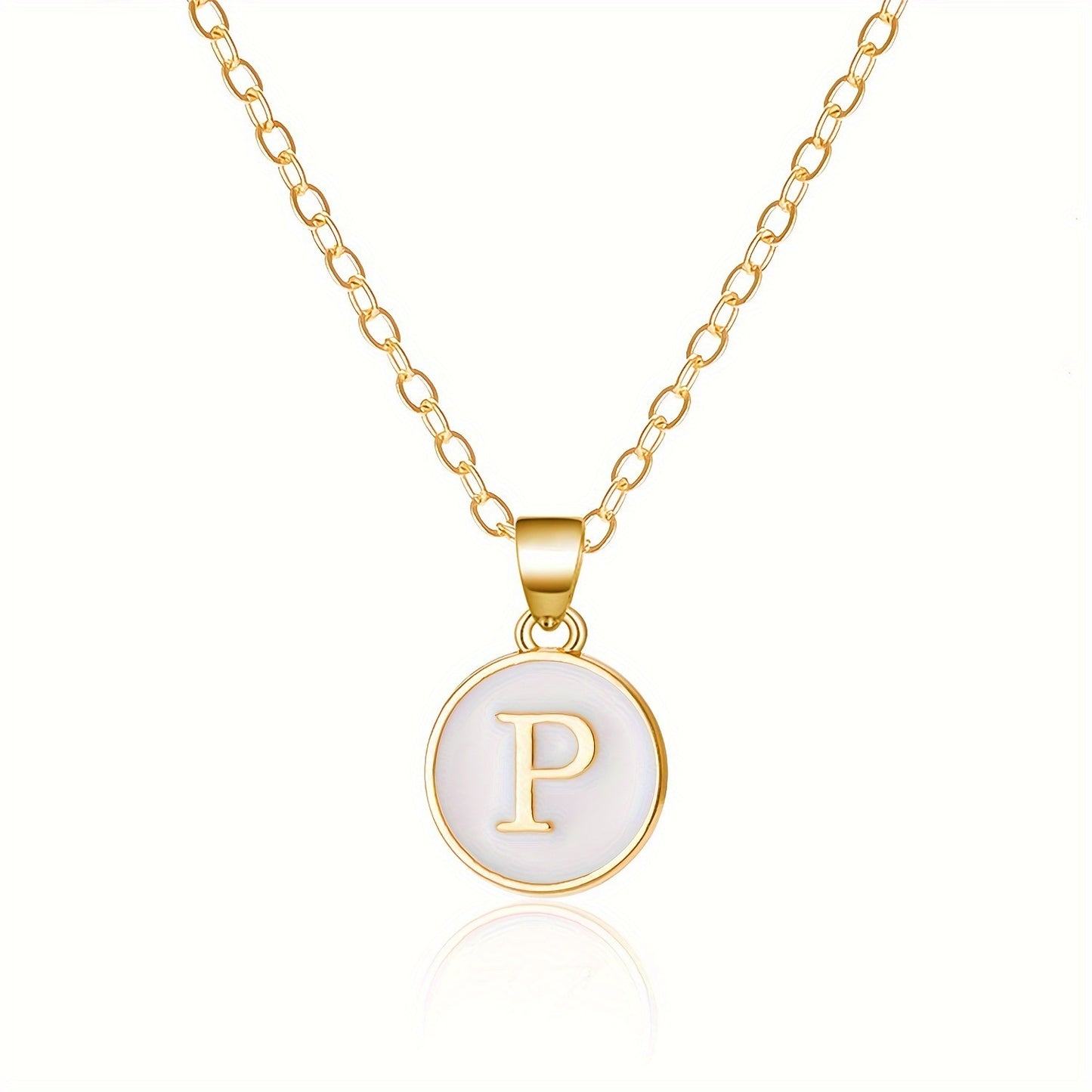 Collana con Pendente a Goccia d'Olio Alfabeto Lettera Rotonda Minimalista in Lega Placcata, Bicolore Bianco e Nero