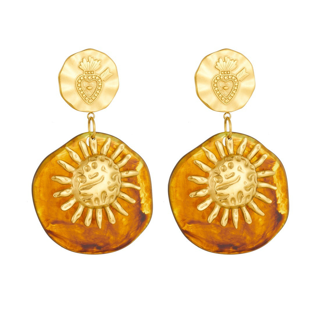 Vintage Geometric Bow Resin Plated Stainless Steel Earrings