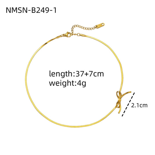 Minimalist Bow-Shaped Titanium Steel Necklace for Women with Plated Finish and Delicate Blade Chain