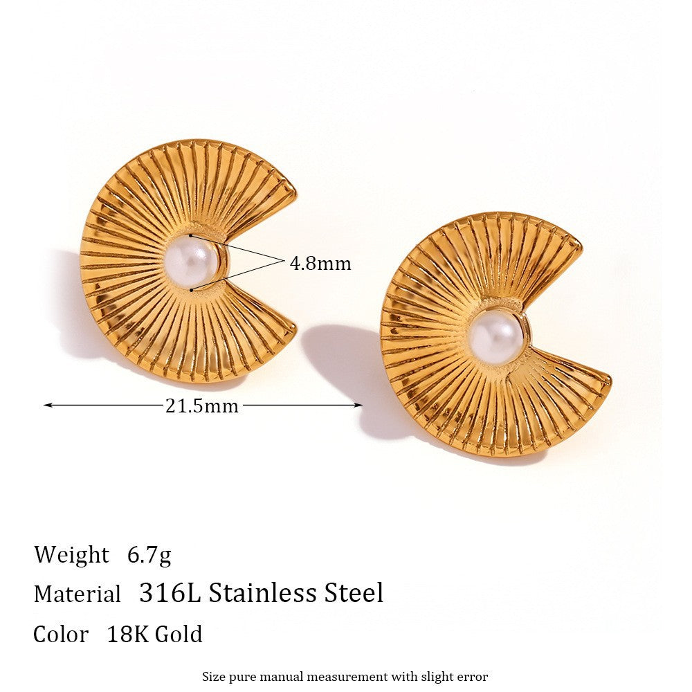 Vintage-Inspired Geometric U-Shaped Titanium Steel Earrings for Women with 18K Gold Plating