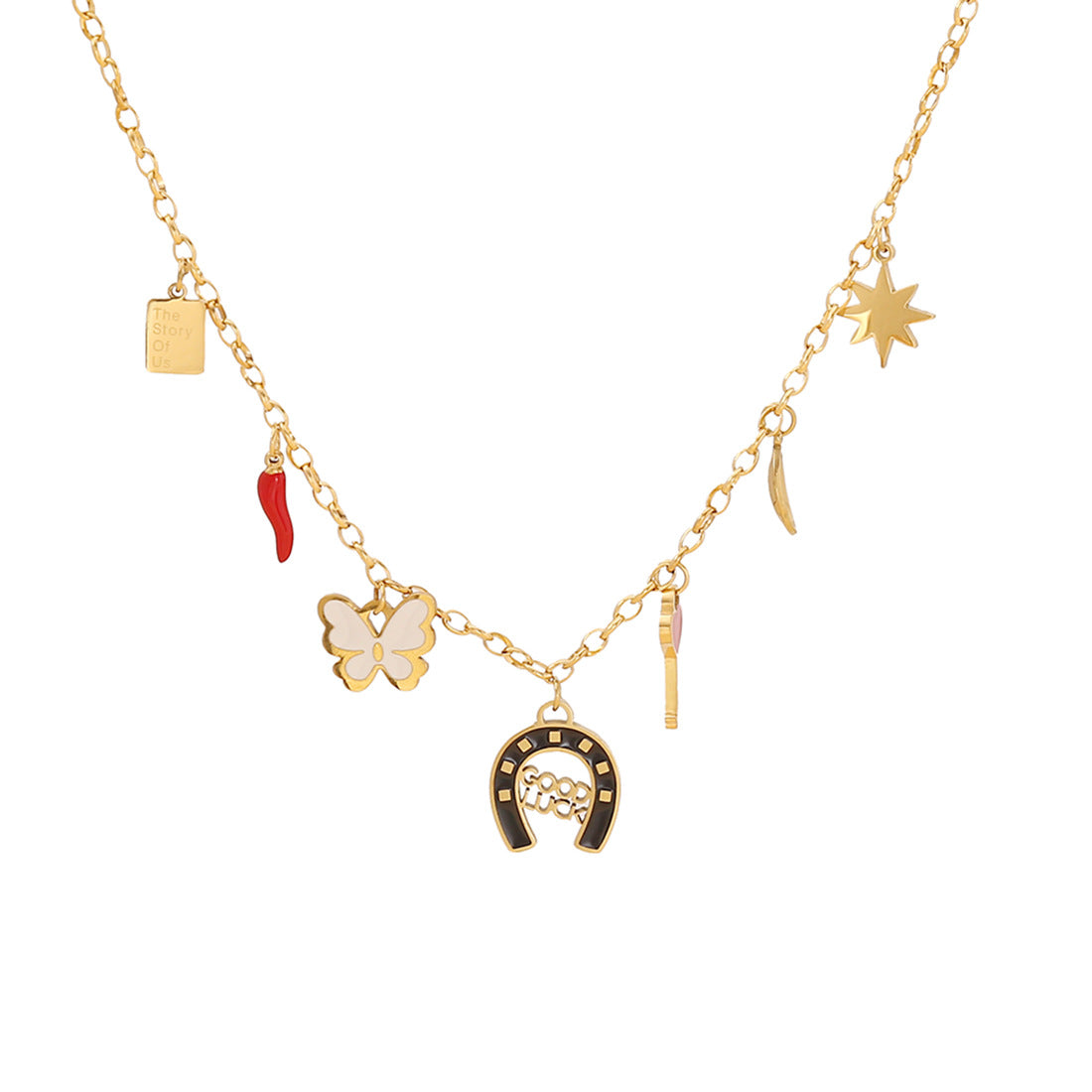 Fashionable Bow-Knot Stainless Steel Necklace with Plated Finish for Women