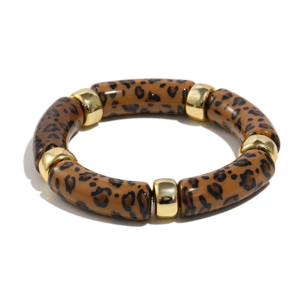Minimalist Retro Acrylic Stretch Bracelet for Women with Geometric Shape and Clean Line Design