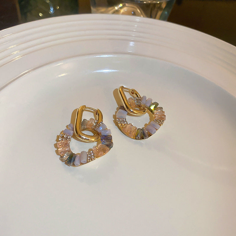 Orecchini in Stile Barocco a Forma Floreale con Strass e Perni in Acciaio Inossidabile per Donna