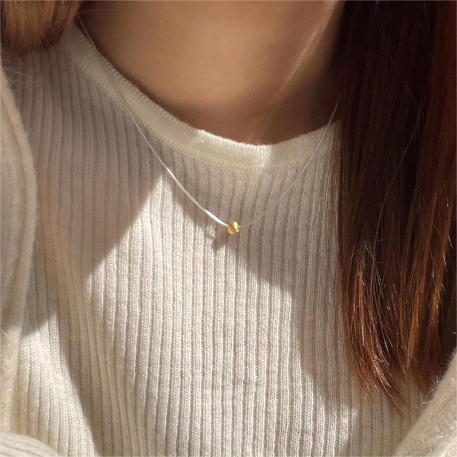 Minimalist Snake Chain Necklace with Geometric 925 Sterling Silver Beads and Rainbow Plating