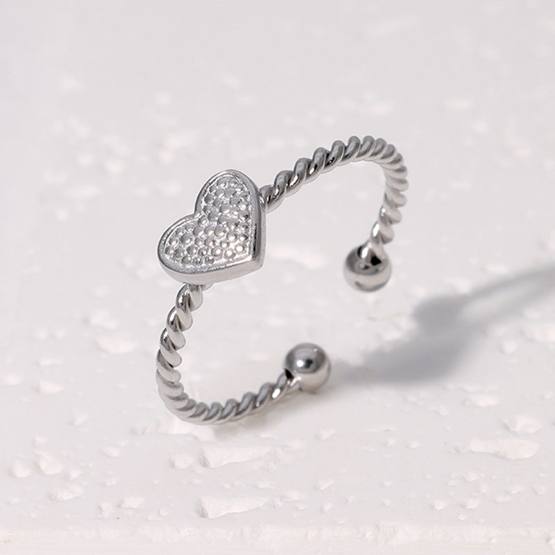 Anello da donna minimalista a forma di cuore, aperto, in acciaio inossidabile placcato oro