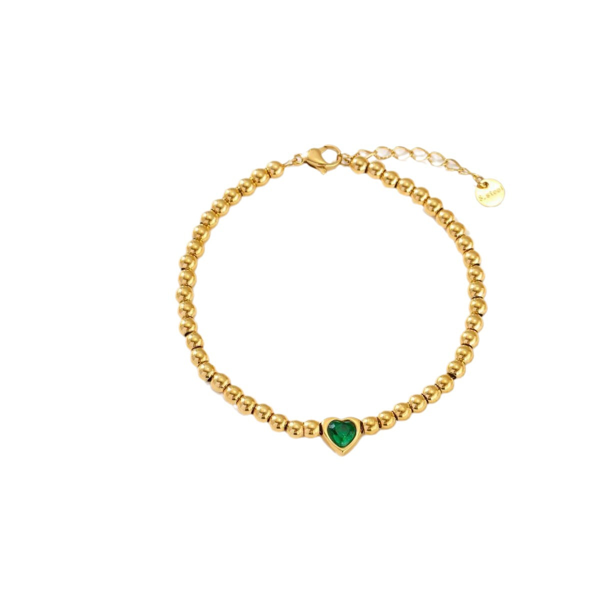 Pulsera de acero titanio con forma de corazón estilo INS para mujer con incrustaciones de pedrería y acabado chapado