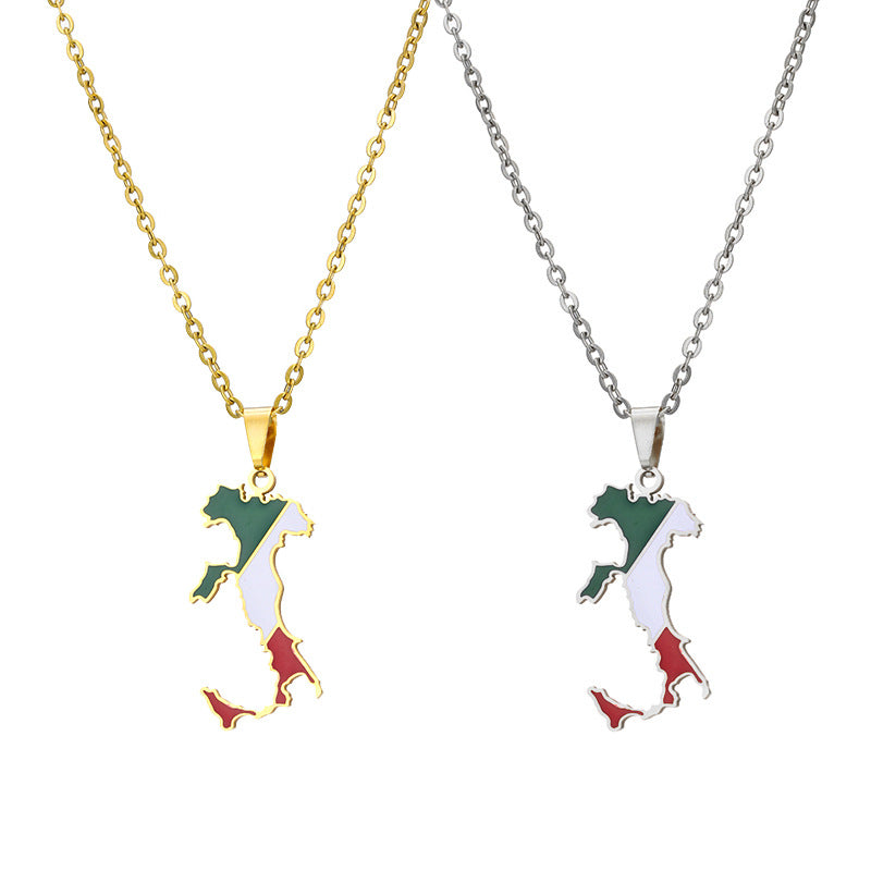 Collana con ciondolo geometrico minimalista in acciaio inossidabile con finitura smaltata per donna e uomo