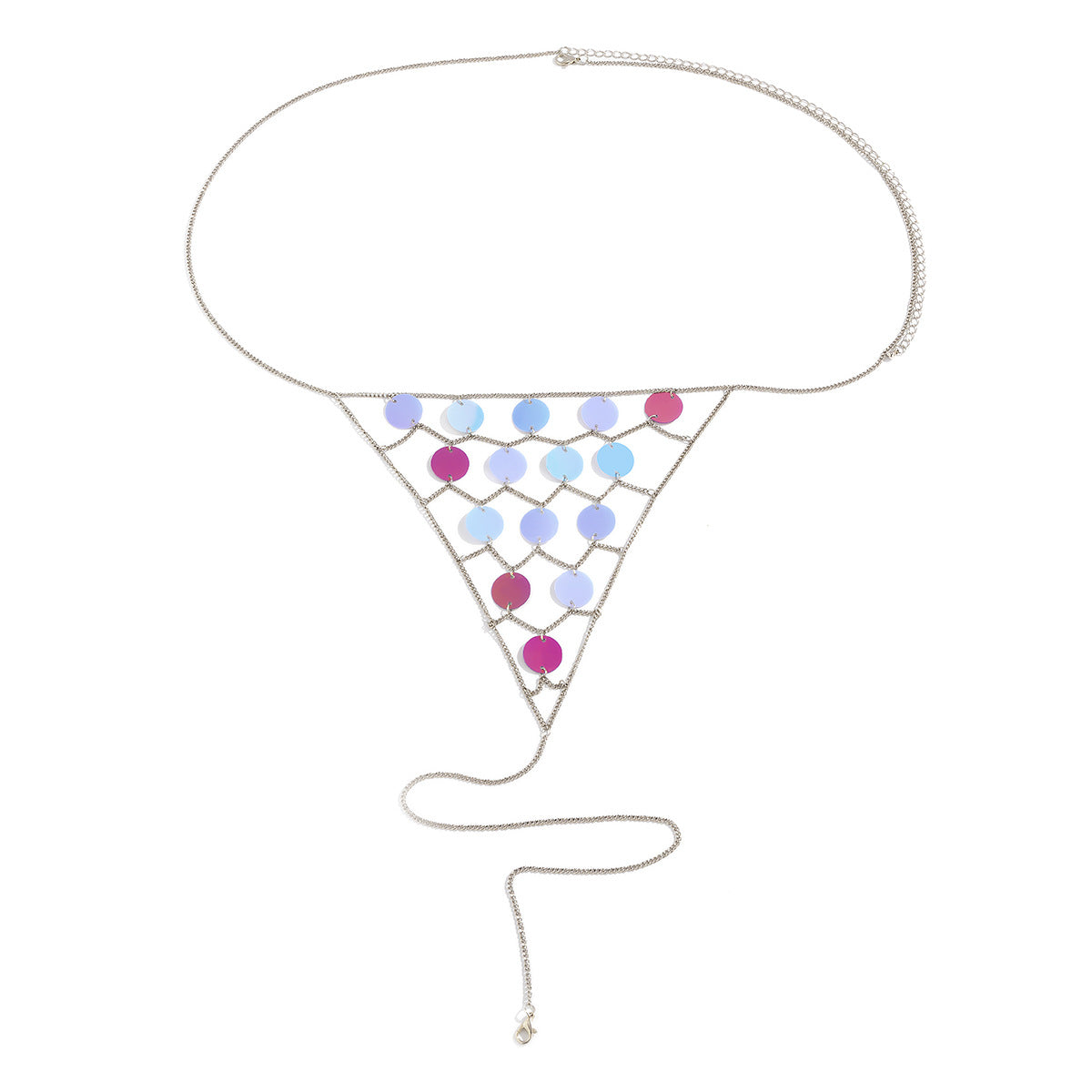 Catena Minimalista con Nappe per il Corpo da Donna in Metallo con Paillettes Colorate e Design Ispirato alla Spiaggia