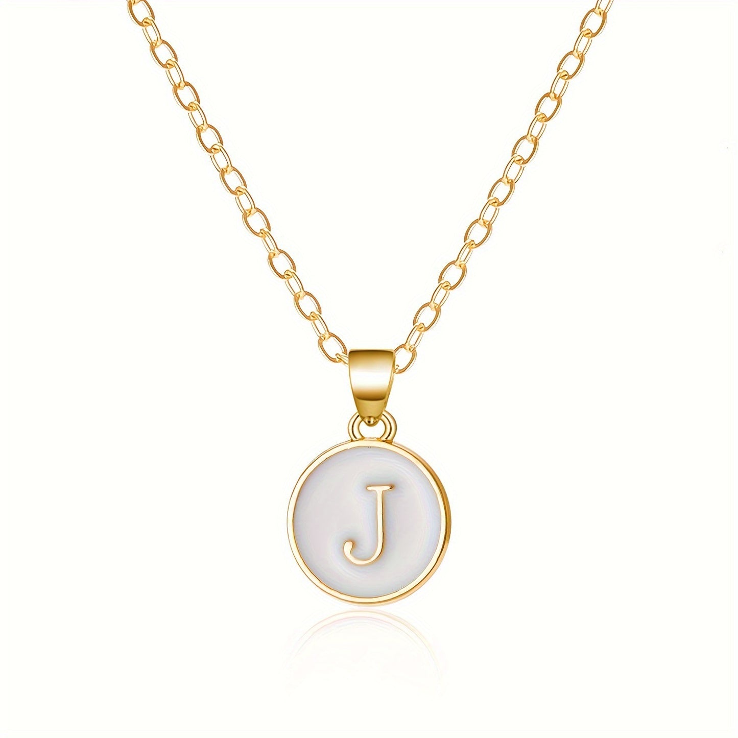 Collana con Pendente a Goccia d'Olio Alfabeto Lettera Rotonda Minimalista in Lega Placcata, Bicolore Bianco e Nero