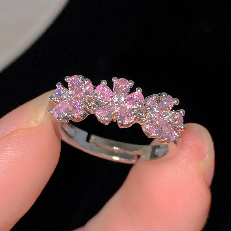Sweet Cubic Zirconia Inlay Brass Bow Ring for Women