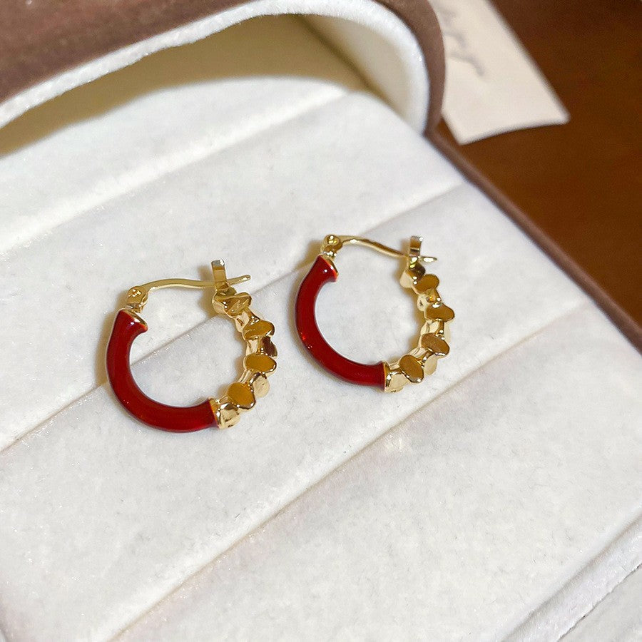 Orecchini a perno geometrici minimalisti in metallo con finitura placcata da donna, gioielli per l'orecchio lussuosi, alla moda e versatili per tutti i giorni