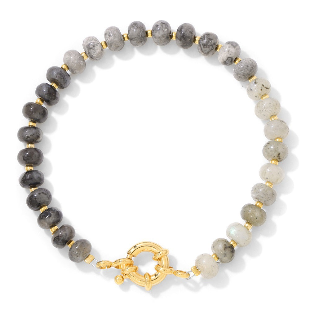 Sweet Elegant Geometric Gemstone Beaded Bracelet for Women with OT Clasp