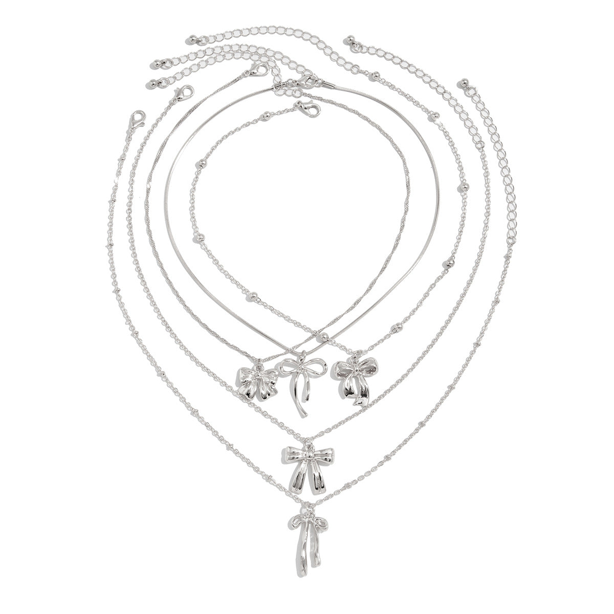 Minimalist Bow-Shaped Alloy Pendant Necklace for Women with Plated Finish and Snake Chain Design