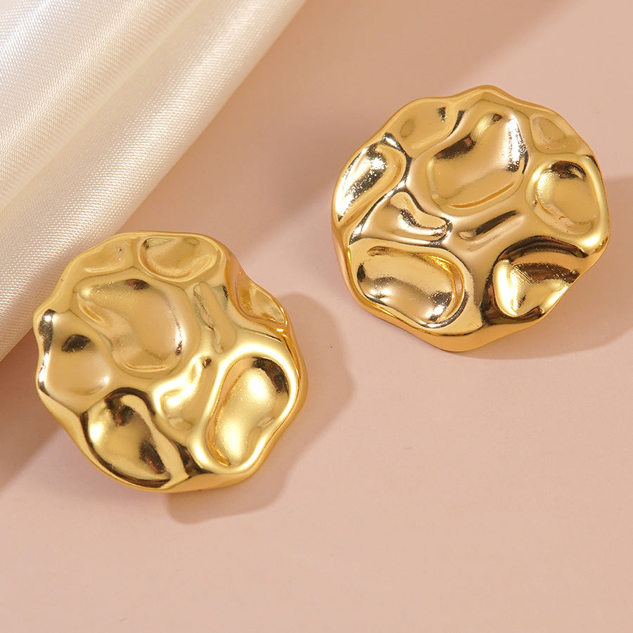 Elegant Minimalist Heart Geometric Stamped Stainless Steel Earrings for Women