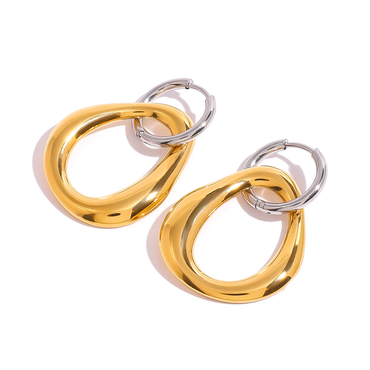 Orecchini da donna geometrici minimalisti in acciaio inossidabile con placcatura oro e argento